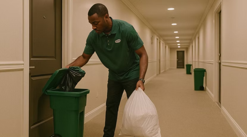 Door-to-door valet trash pickup in a multi-family community